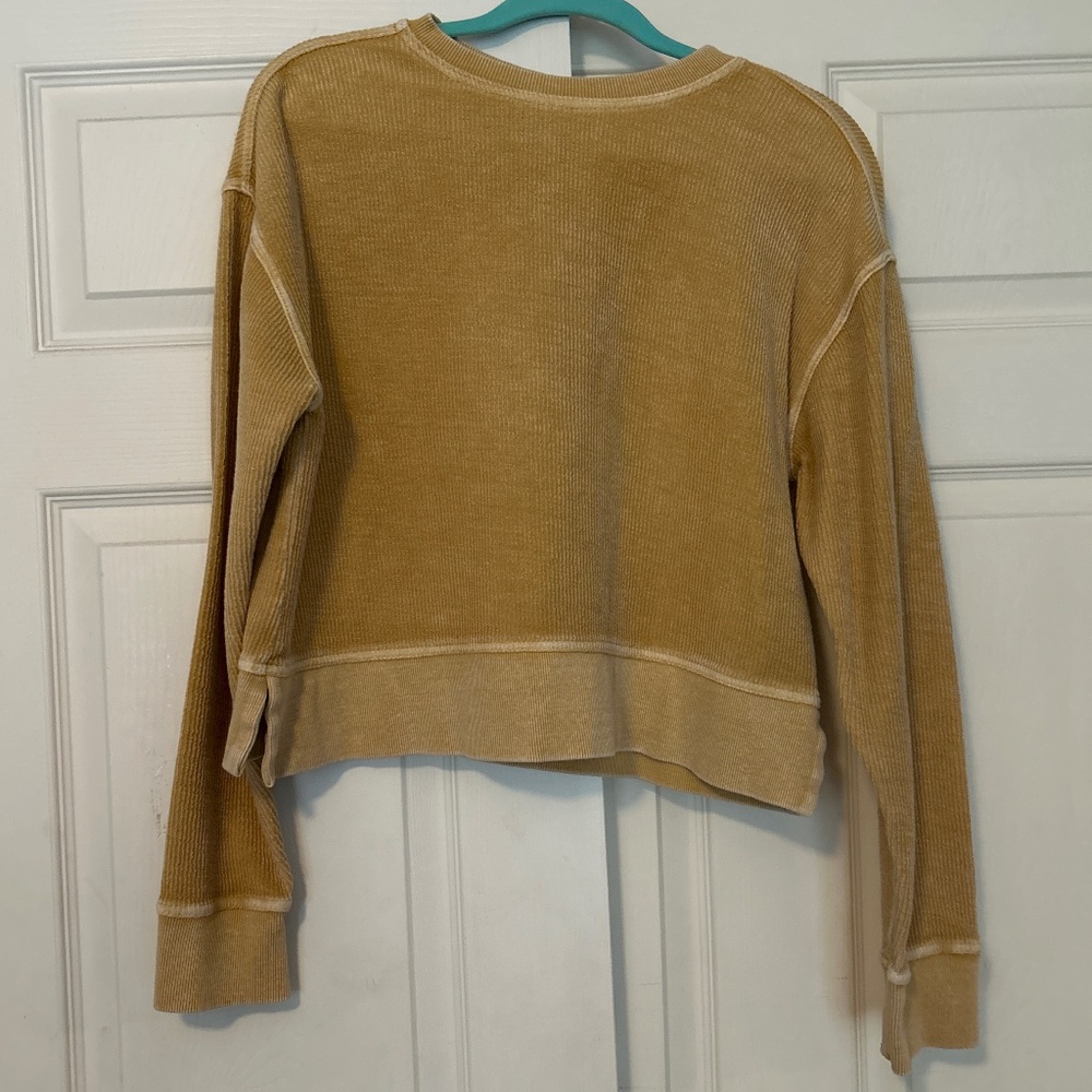 Charles River Apparel Yellow Camden Crew Crop Sweatshirt Small